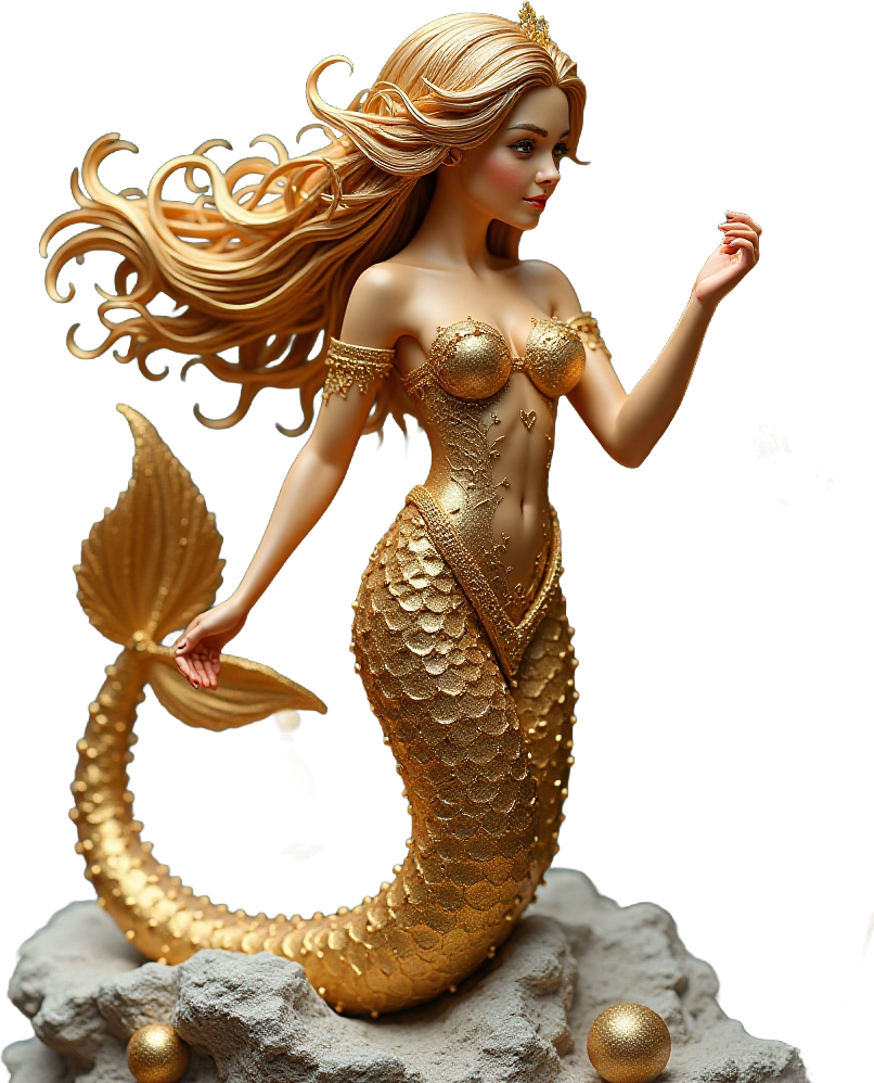 Golden Mermaid Statue